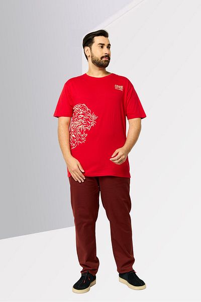 Cavalli Class Men Crew Neck Short Sleeves Graphic Print T-Shirt, Red