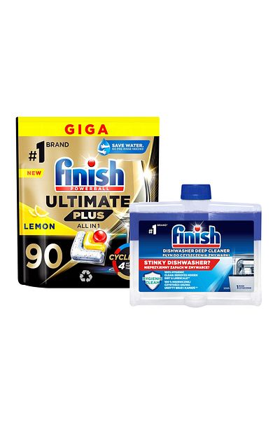 Finish dishwasher set Ultimate capsules 90 pcs + Regular liquid 250ml