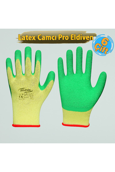 zimak EL-107 Camcı Latex Pro Eldiven 10 Numara (6 Çift)
