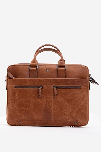 Dericlub Men's Genuine Leather Briefcase Dc 898 Crazy Tan