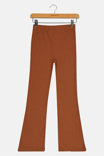 Koton Kids Girl Textured Pull On Pants, Brown