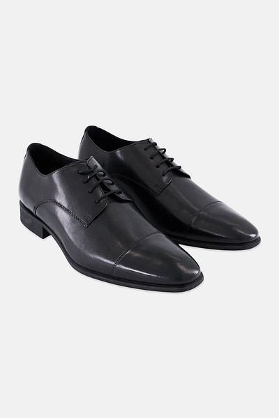 Geox Men High Life Leather Lace Up Formal Shoes, Black