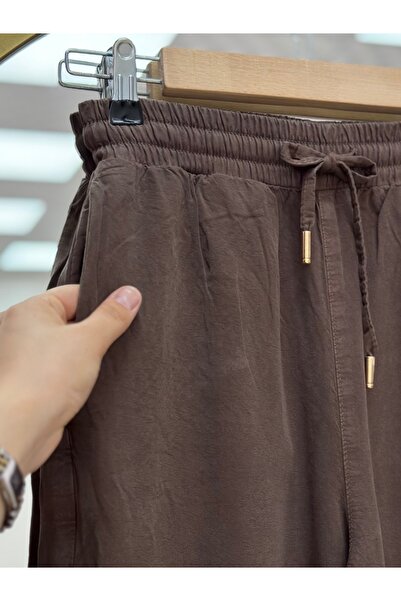 BENAHOLL Λεπτομερές ελαστικό λινό παντελόνι Melora-XE700 καφέ