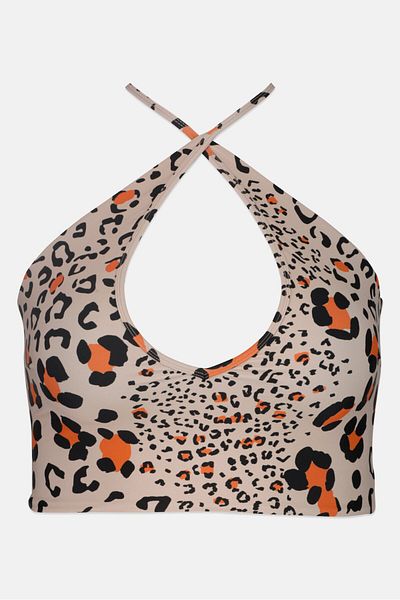 We Are We Wear Women Animal Print Sleeveless Bikini Top, Multicolor