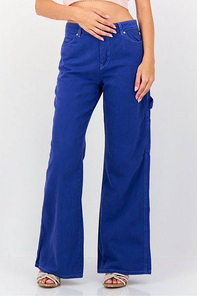 Koton Women Regular Fit Solid No Stretch Wide Leg Denim, Blue