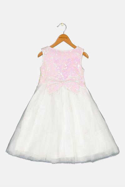 Luna Moon Toddlers Girl Sequin Sleeveless Dress, White