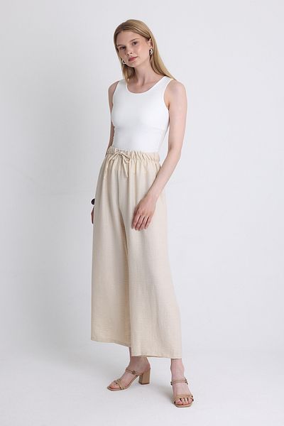 Rays Beige Waist Elastic Cotton Knitted Trousers 8045A