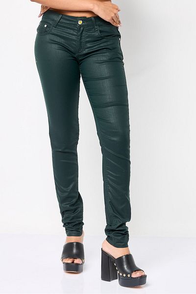 Harmont & Blaine Women Regular Fit Low Rise Solid Skinny Pants, Moss Green