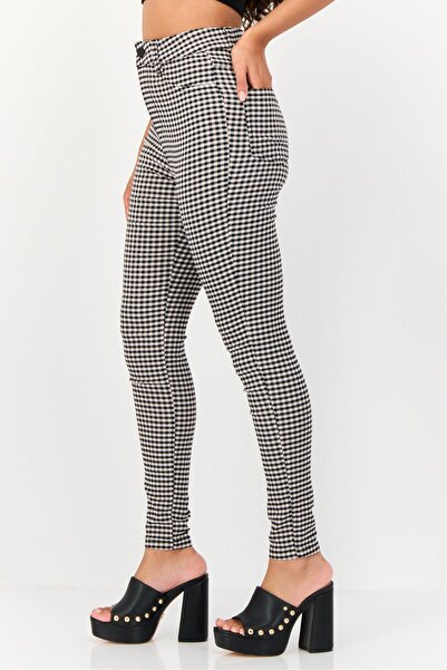 Cropp Women Regular Fit Gingham Pattern Chino Pants, Multicolor