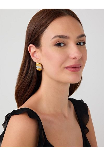 Jimmy Key Gold Color Oval Figured Color Transition Earrings