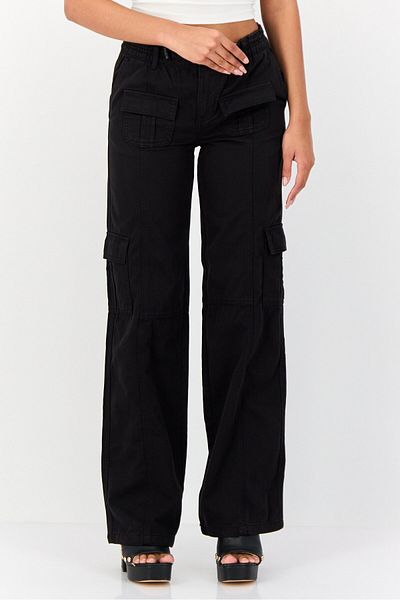 Don't Call Me Jennyfer Women Straight Fit Solid Cargo Pants, Black