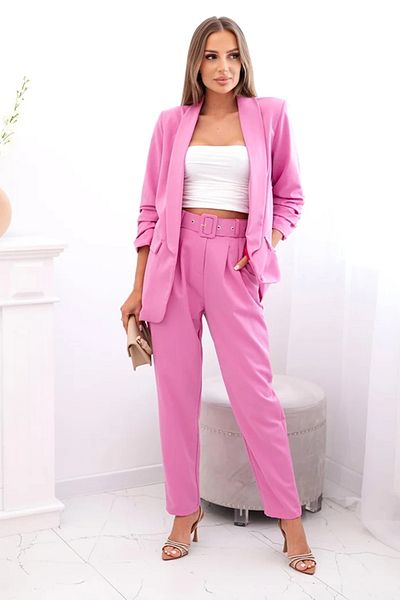 UniqueStore.ro Elegant Dark Pink Suit With Jacket And Pants - One Size