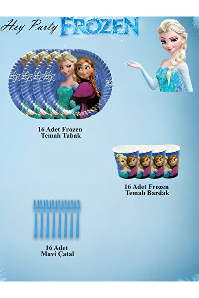 PartyPoo Karlar Ülkesi Elsa Doğum Günü Parti Seti - 8 Kişilik | Tabak, Bardak...