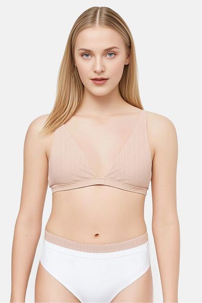 aerie Women Lightly Padded Metallic Bikini Top, Dusty Rose