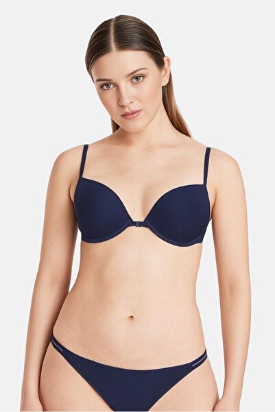 Calvin Klein حمالة صدر نسائية مبطنة بسلك سفلي، لون أزرق داكن