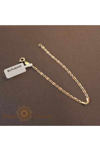 saratremo Brățară finuță placată cu aur 18K, model plăcuțe 1 cu 1, 18 cm