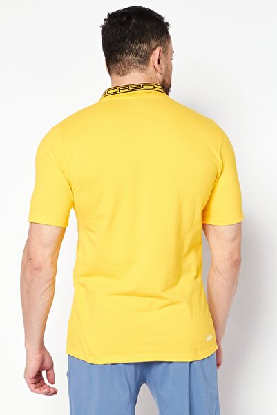 Puma x Porsche Design Men Sportswear Fit Short Sleeve Outdoor Polo Shirt, Yellow