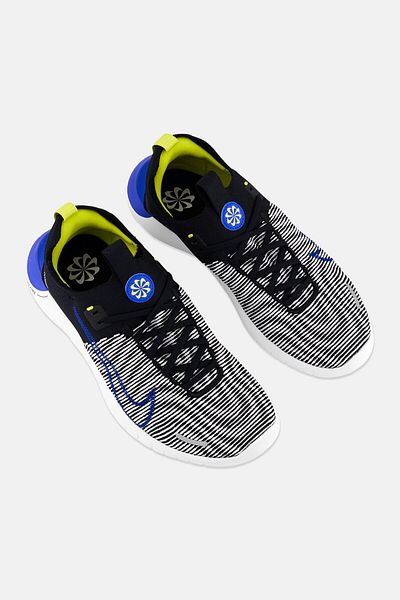 Nike Men Free Rn Flyknit Lace Up Running Shoes, Multicolor