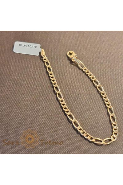 saratremo Classic Chunky Bracelet Plated with 18K Gold, 19 cm
