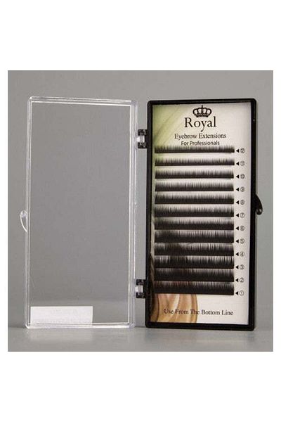 Royal Beauty Extensii de sprâncene premium ROYAL, negre, grosime 0,15 mm, lungime mixtă, 12 rânduri