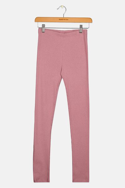 Koton Kids Girl Ribbed Leggings, Mauve