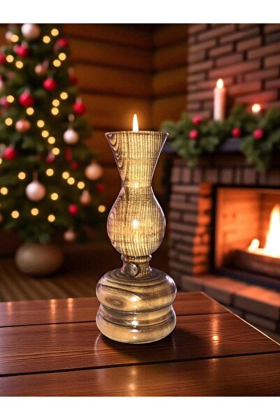 KILIÇAHŞAPCNC Rustik Ahşap Mumluk | Şömine Romantizmi | El Yapımı Dekoratif I...