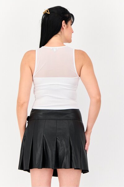 Don't Call Me Jennyfer Women Crew Neck Sleeveless Ruched Top, White