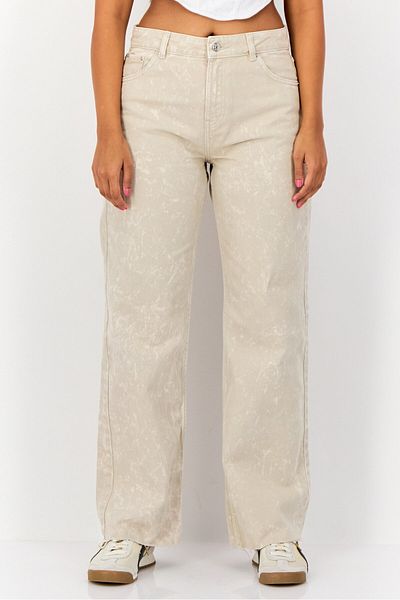 Don't Call Me Jennyfer Women Straight Fit Washed Non Stretch Denim Jeans, Beige