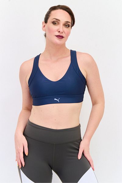 Puma Women Brand Logo Padded Sports Bra, Dusty Navy