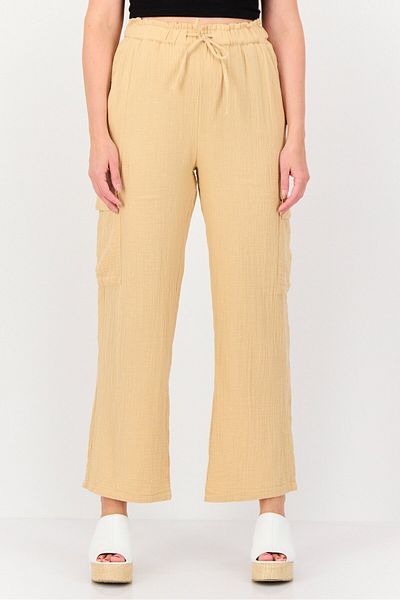 Don't Call Me Jennyfer Women Regular Fit Textured Cargo Pants, Beige