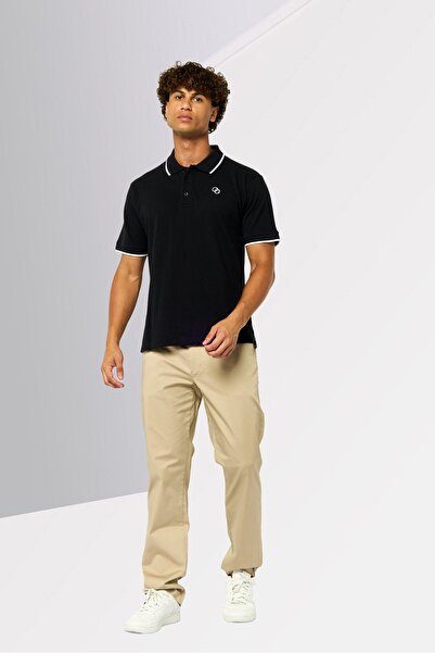 Cavalli Class Men Regular Fit Embroidered Logo Short Sleeves Polo Shirt, Black