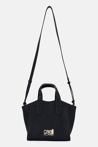 Cavalli Class Women Brand Logo Satchel Bag, Black
