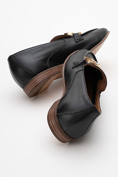 Dericlub Дамски балерини с катарама и удобна подметка от естествена кожа Fr 258254 Черни