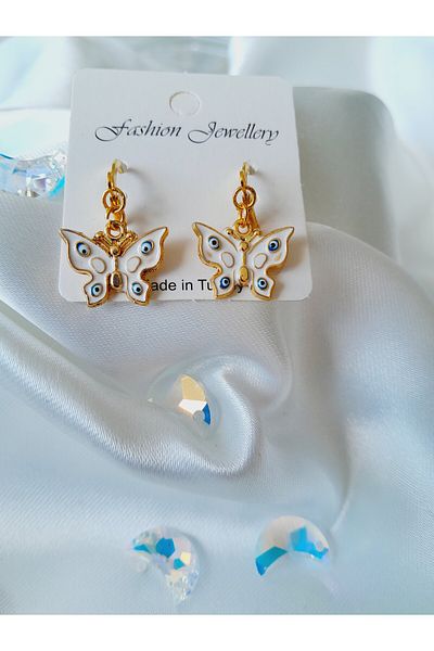 Minnoş Dükkan Butterfly Earrings with Enamel Stones