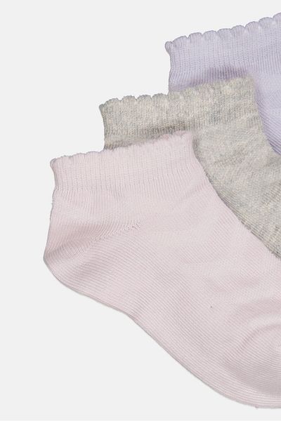 MUDD Toddlers Girls 3 Pairs Solid Ankle Socks, Multicolor