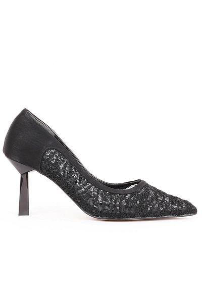 Paris Shoes Women's Black Mesh Detailed Heeled Shoes - Elantra