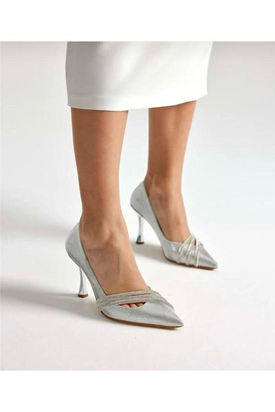 KS KADİR SARAÇ Mirror Heel Stone Band Model Evening Shoes Stiletto