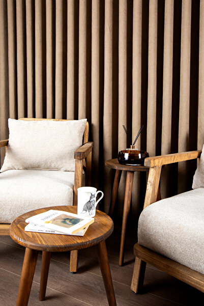 Aberteka MERLİN Doğal Ahşap Çay Seti Koltuk Takımı İki Berjer + İki Yan Sehpa (Salon, Balkon, Ofis Mobilyası)