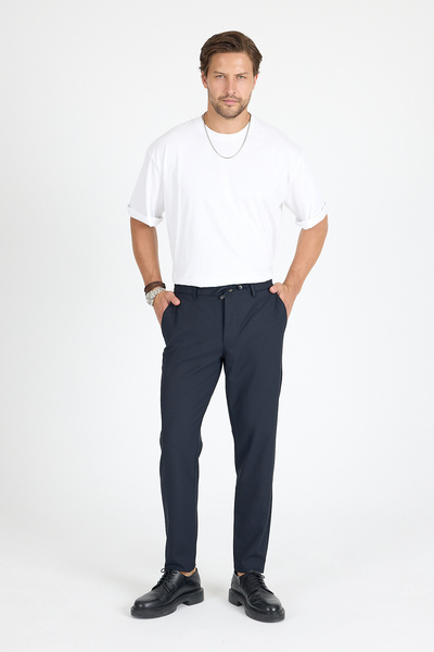 MODA Pars Marka Lastikli Yazlık Jogger Pantolon Beyaz-Lacivert-Siyah pantolon Trend Pantolon