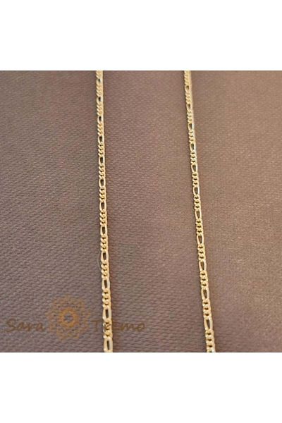 saratremo Thin Unisex Chain Plated with 18K Gold, Model 3 to 1, 45 cm