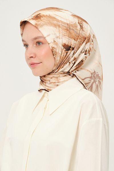 Madame Polo Eșarfă din Rayon Imprimată Multicoloră Anti-alunecare 90x90 Cm