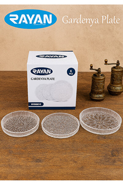KAMPANYALI Rayan Gardenya Serisi 6’lı Tatlı Tabağı Takımı | 12 cm Şık Desenli Sunum Tabakları