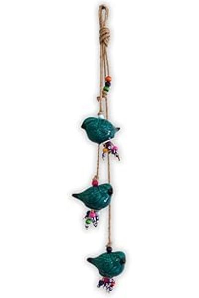 AMAZON TOHUM Art Inside Ceramic Birds 3-Piece Wall Decoration Object Decorative Authentic Home Garden Balcony Ornament (Green