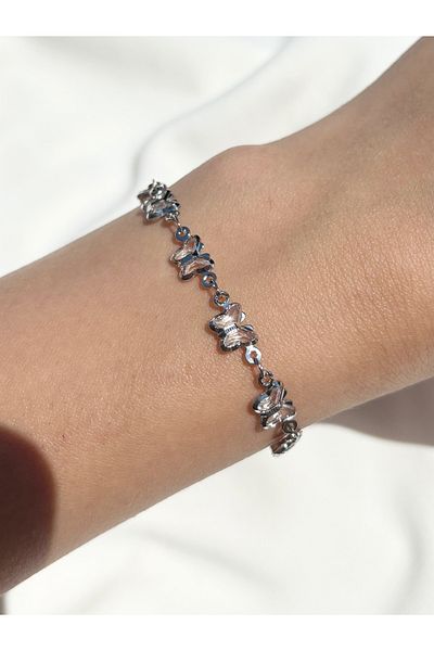 Eylülün Takısı Women's Silver Color Butterfly Bracelet