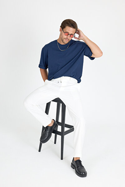 MODA Pars Brand Elastic Summer Jogger Pants White-Navy-Black Trousers Trend Pants