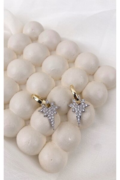 Sacha Accessories Gold Silver Hoop Earrings with North Star Figure