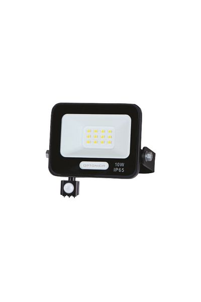 OPTONICA 10W LED floodlight with motion sensor, 900lm, IP65, 6000K cold light, black, Optonic