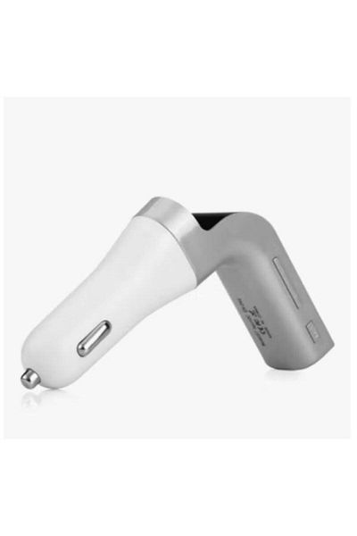 CARG7 Hands-Free Bluetooth Wireless Car Charger with USB Port, Grey/White