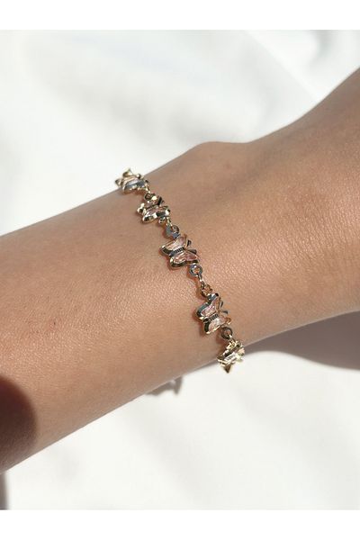 Eylülün Takısı Women's Gold Color Butterfly Bracelet
