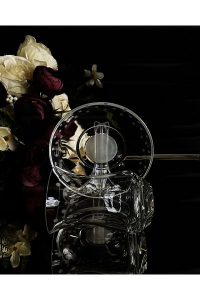 DECOSTYLE Pasabahce Ajda Dot Decor Hand Dekor Cold Cutting 12 Piece Tea Set 155 Cc